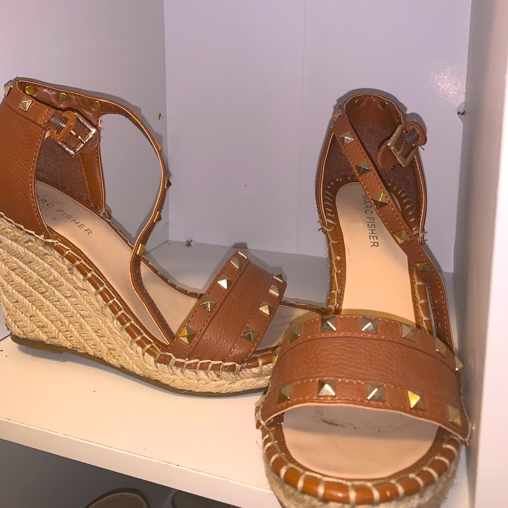 Size 7.5 brown studded espadrilles